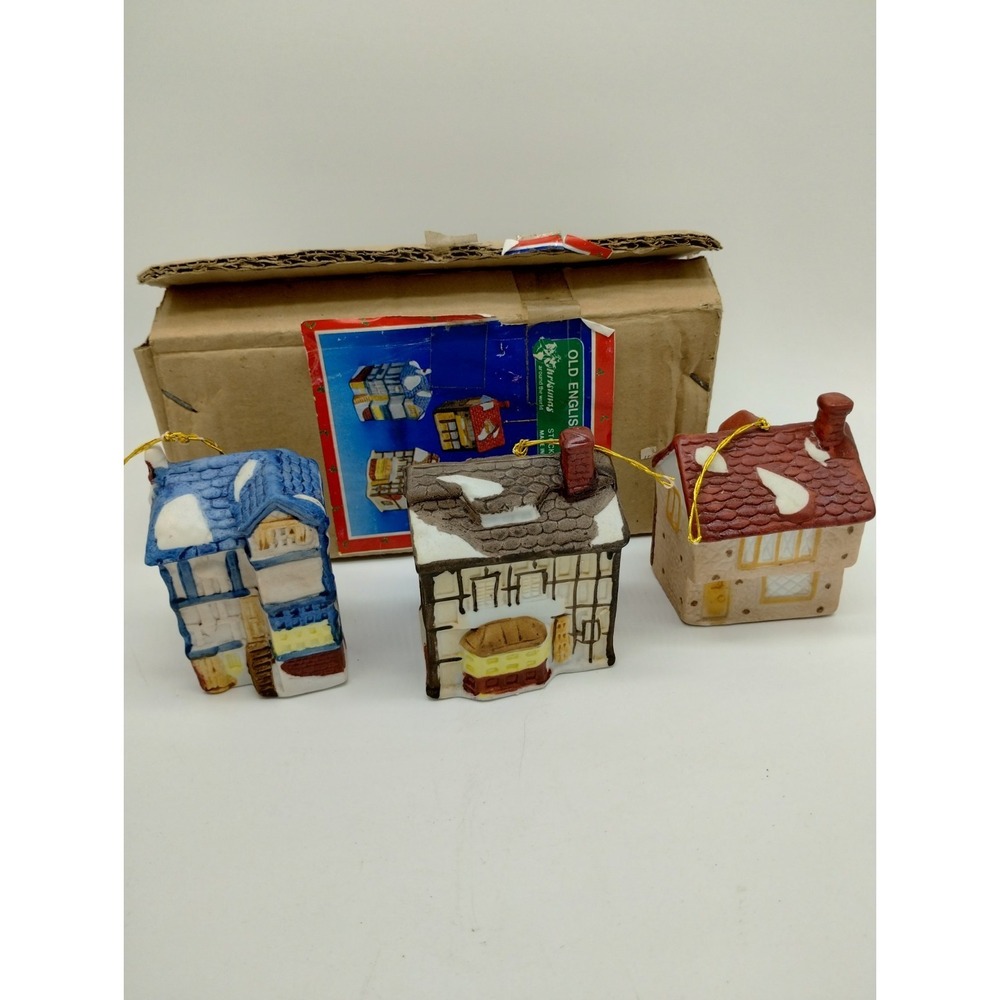 Vintage Christmas Around The World Old English Village Ornament Set Of 3...